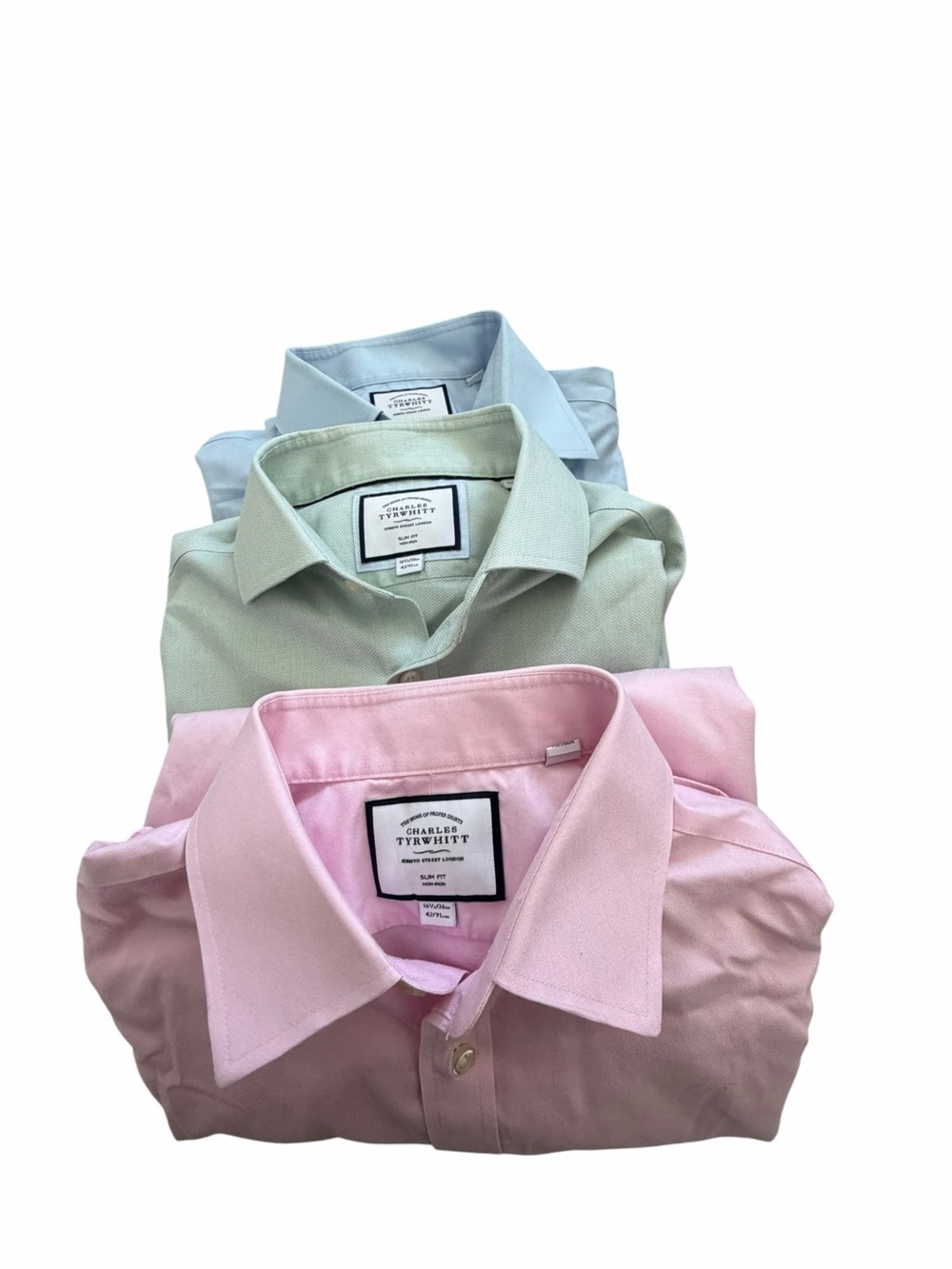 Charles Tyrwhitt Men’s Dress Shirt Bundle Slim Fit Size 14/32 Pink Green Blue